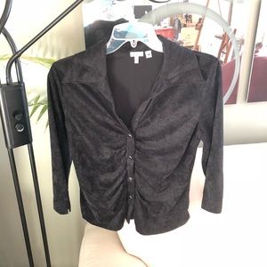 Black velour top with snap buttons